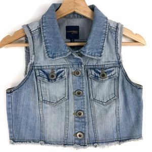 Cutoff Crop Denim Vest Jacket